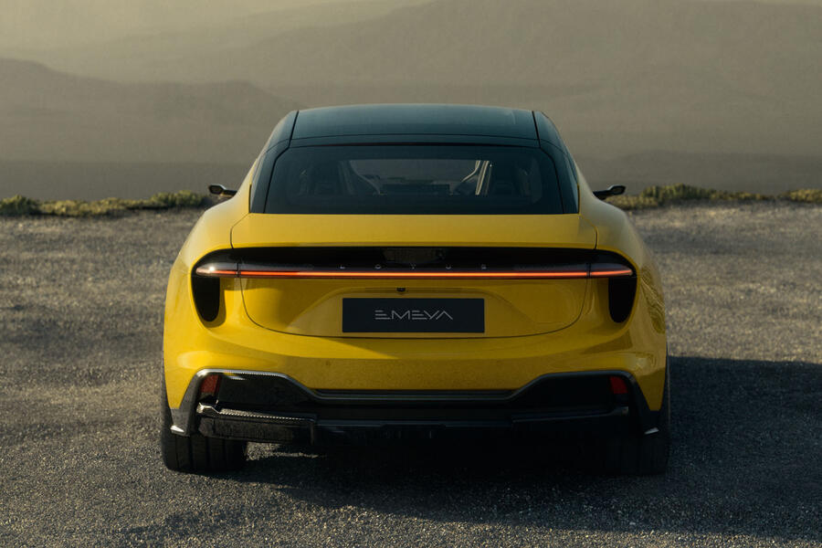 2024 Lotus Emeya in yellow â€“ parked, viewed from behind