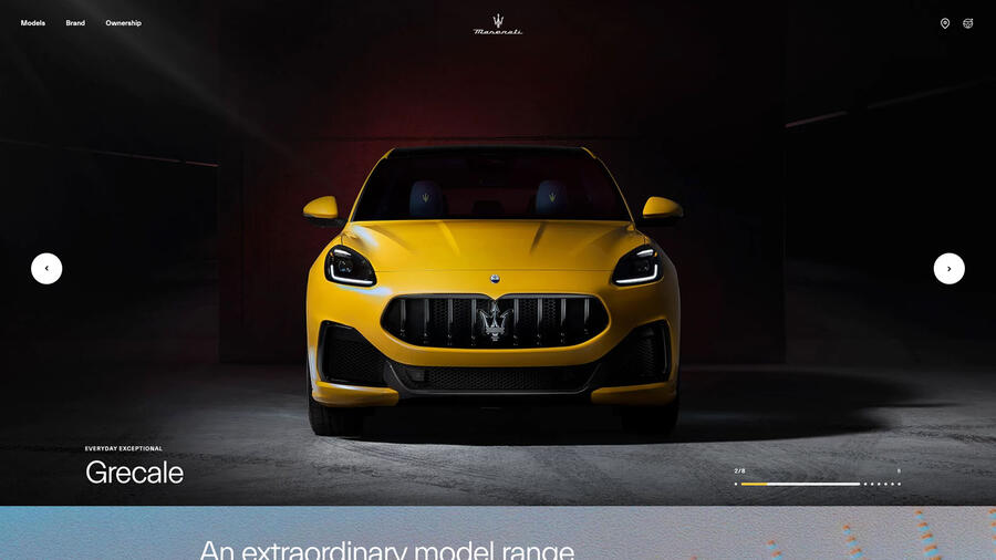Maserati uk website homepage