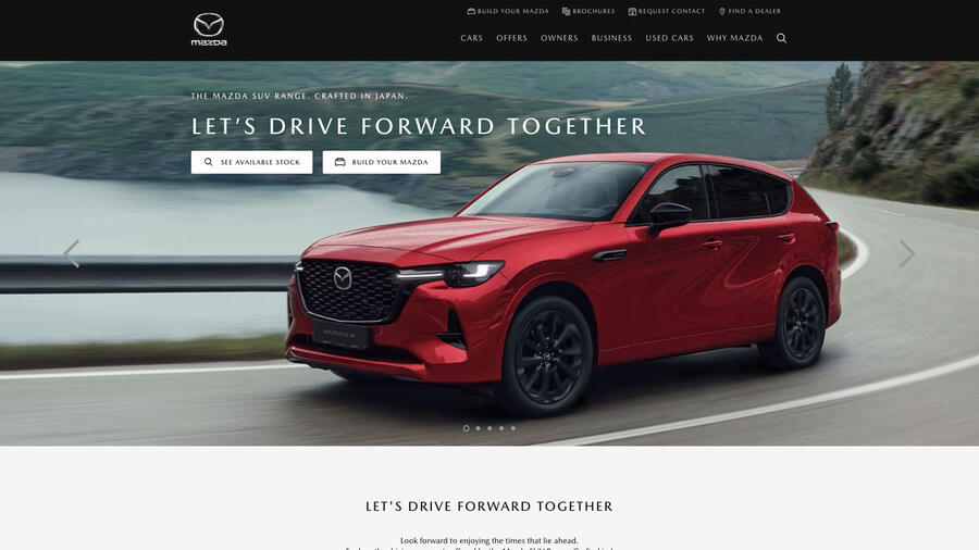 Mazda uk website homepage