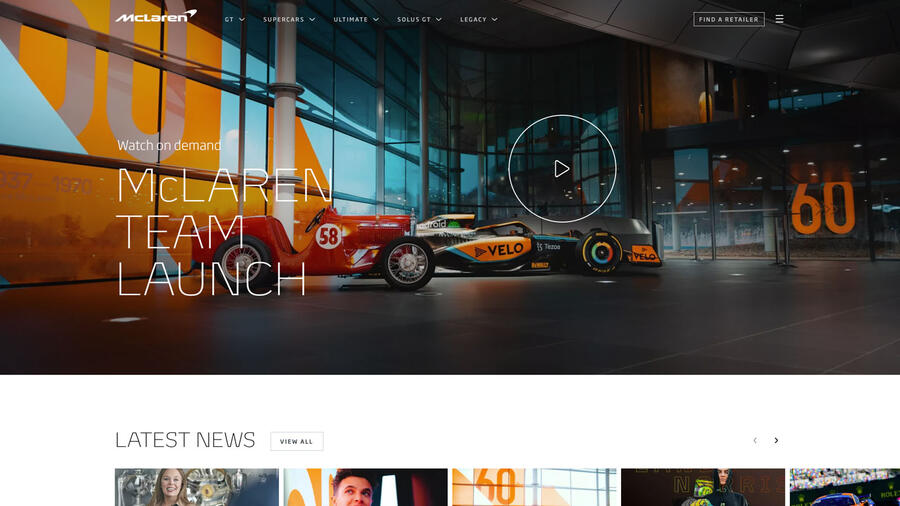 Mclaren uk website homepage