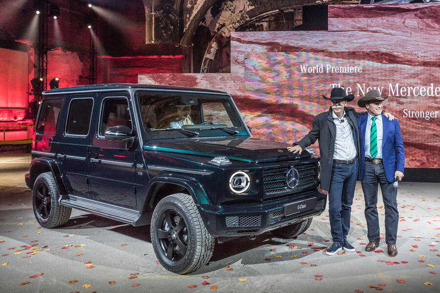 Arnold Schwarzenegger at Mercedes-Benz G-Class unveiling