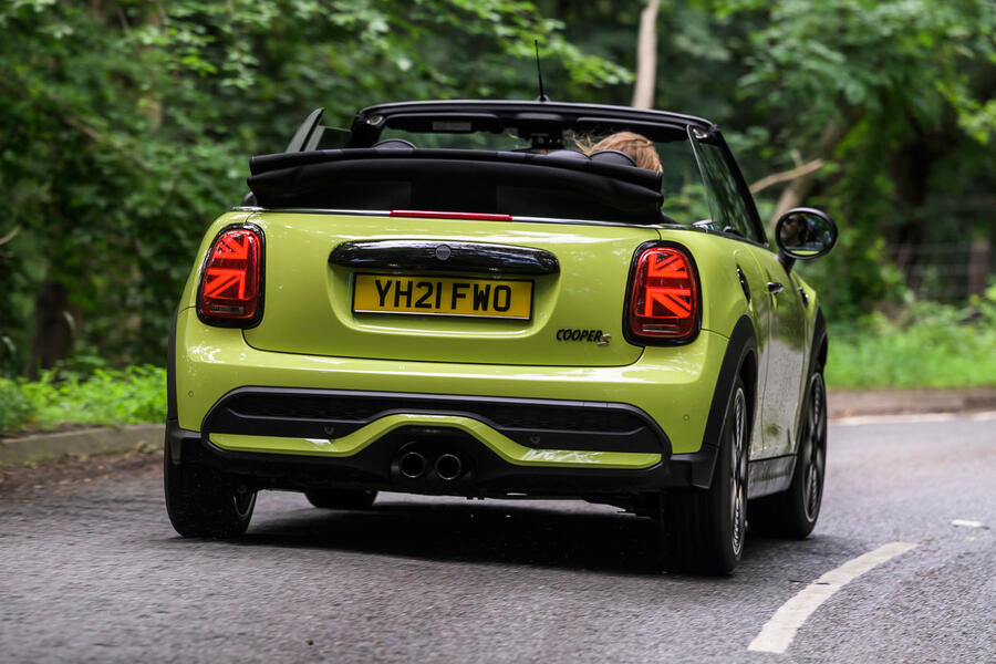 Mini Convertible driving &ndash; rear