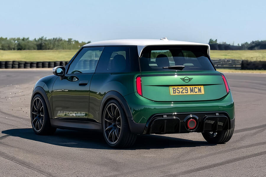 Autocar rendering of the rear of the next Mini JCW Electric