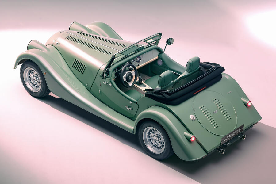 Morgan Plus Four in studio â€“ rear quarter high