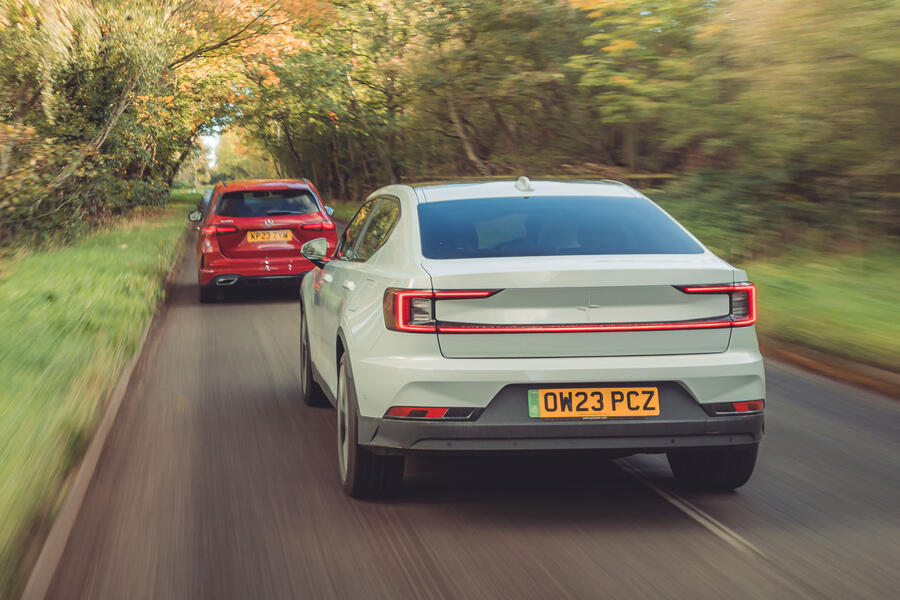 Polestar 2 following Mercedes B200