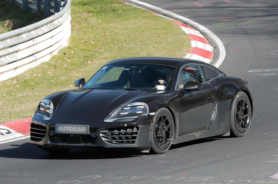 Porsche Cayman Electric front quarter tracking