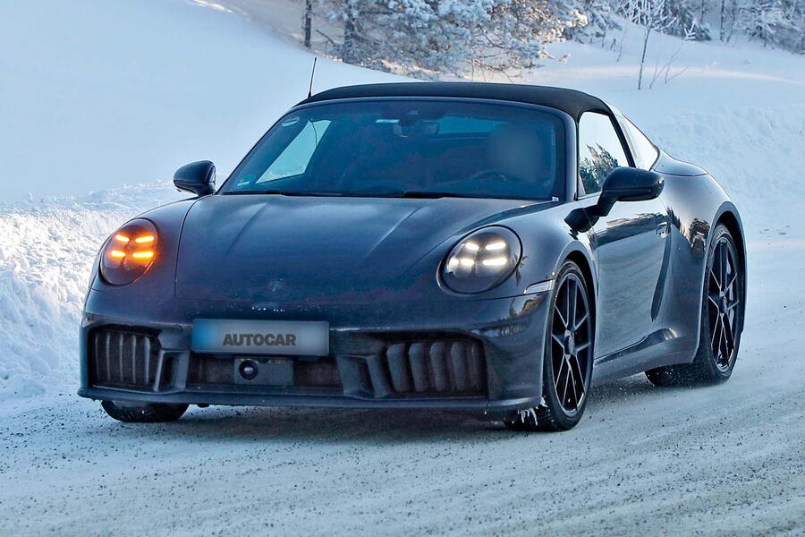 porsche 911 facelift spy front three quarter