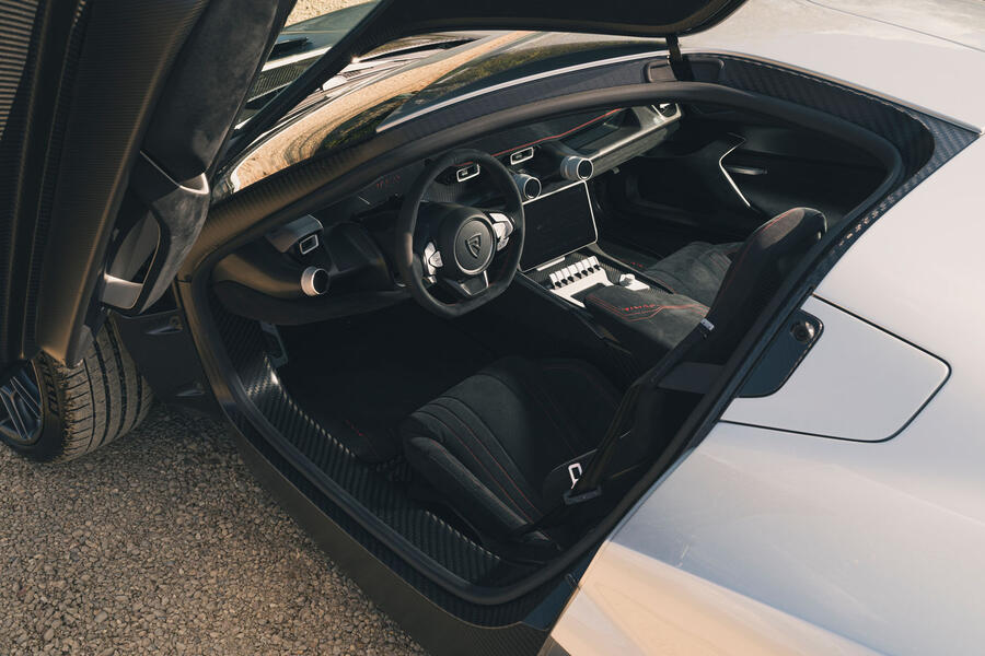 Rimac Nevera interior viewed through the driver's-side door