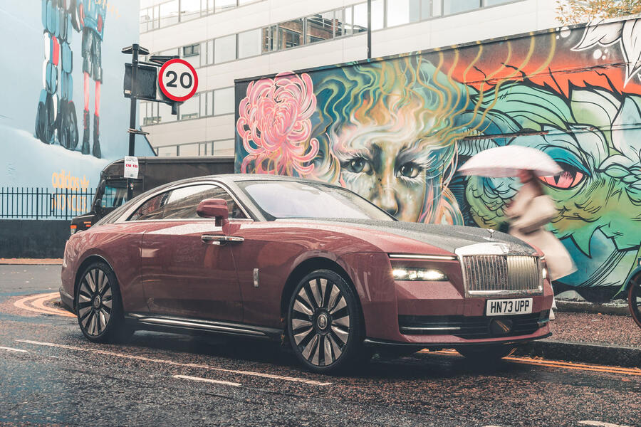 Rolls-Royce Spectre parked on London side street