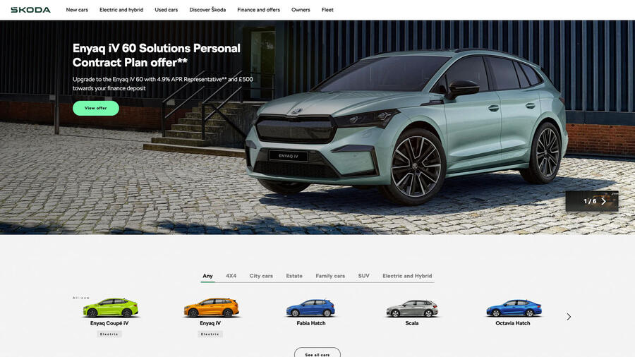 Skoda uk website homepage