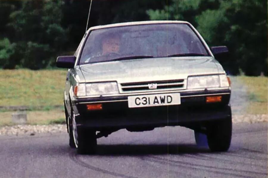 Subaru GL front hard cornering
