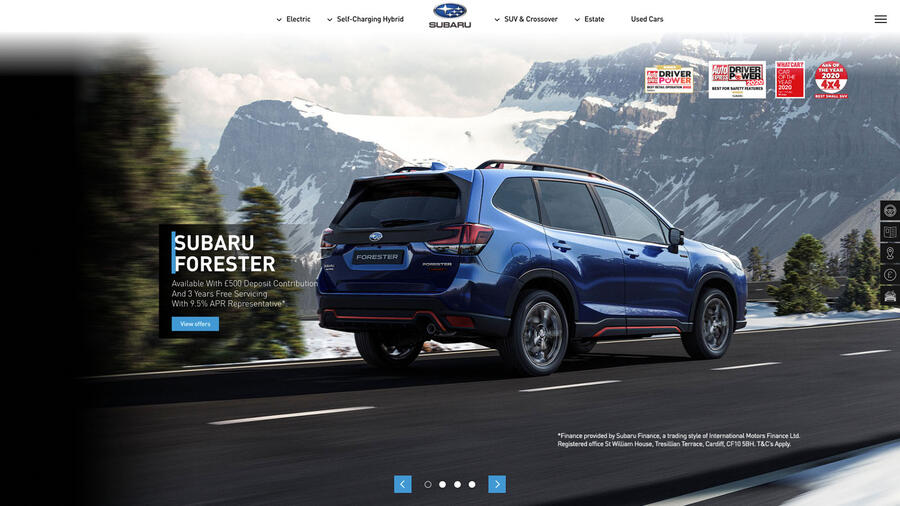Subaru uk website homepage