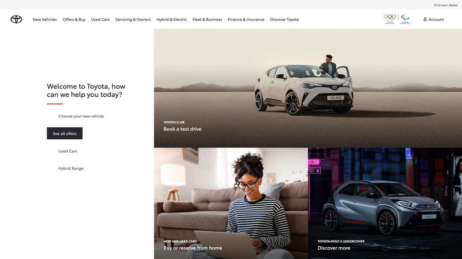 Toyota uk website homepage