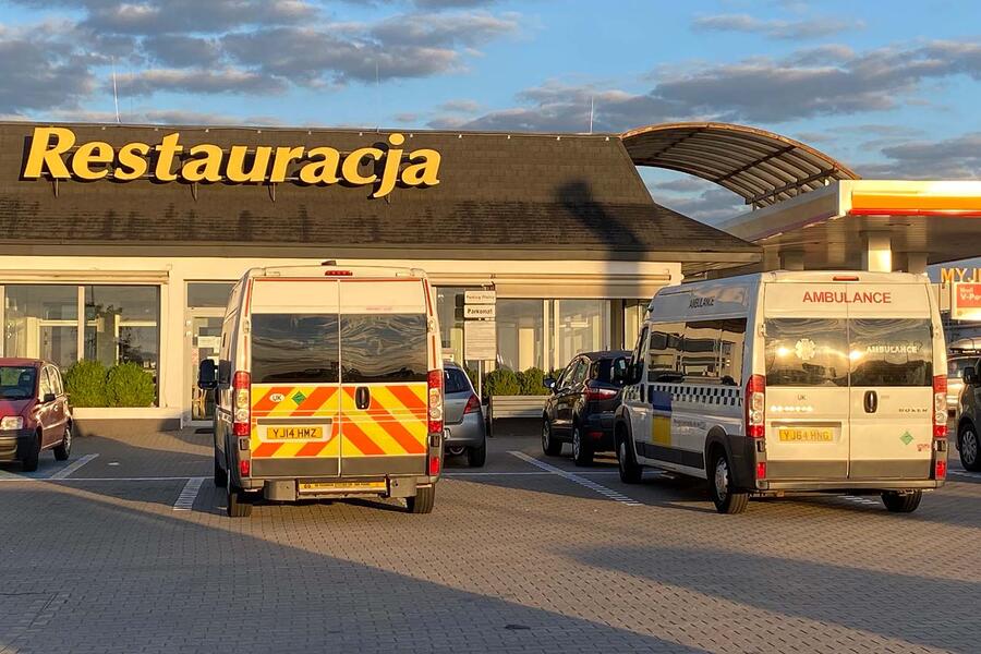 Ukraine ambulance feature cafe stopover