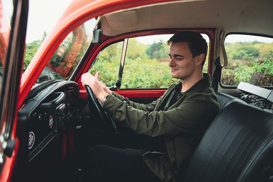 volkswagen beetle interior driving