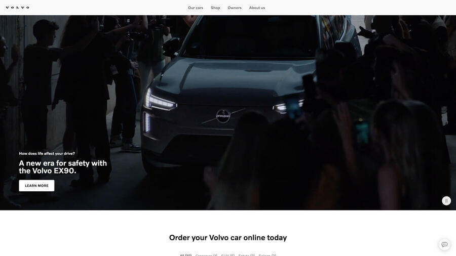 Volvo uk website homepage