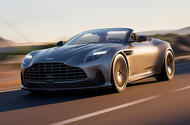 Aston Martin DB12 Volante front three quarter tracking Aston Martin DB12 Volante front three quarter tracking