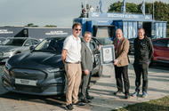 Ford's Tim Nicklin receives record certificate from left to right Mustang Mach E drivers Fergal McGrath Paul Clifton and Kevin Booker  1