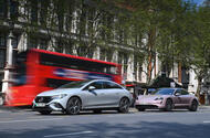 Mercedes Benz EQE and Porsche Taycan in London Mercedes Benz EQE and Porsche Taycan in London