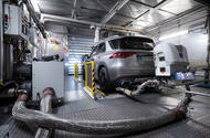 Mercedes WLTP emissions testing rear lab