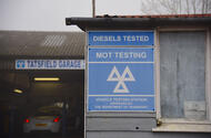 MOT sign at garage