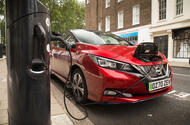 Nissan Leaf charging front quarter Nissan Leaf charging front quarter
