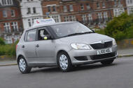 Skoda Fabia Mk2 learning to drive front quarter tracking Skoda Fabia Mk2 learning to drive front quarter tracking