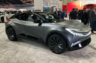 Toyota bZ compact crossover concept on show in Los Angeles front Toyota bZ compact crossover concept on show in Los Angeles front