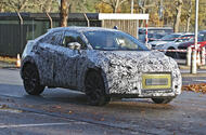 Toyota C HR EV crossover prototype front quarter tracking Toyota C HR EV crossover prototype front quarter tracking