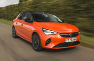 Vauxhall Corsa E 2022 front quarter tracking Vauxhall Corsa E 2022 front quarter tracking