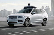 volvo and uber xc90 autonomous vehicle stationary side volvo and uber xc90 autonomous vehicle stationary side