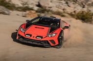 Lamborghini Huracan Sterrato driving offroad front 3 4