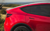 10 Tesla Model Y LHD UK first drive 2021 rear three quarters