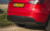 13 Tesla Model Y LHD UK first drive 2021 rear bumper