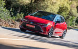 Toyota Corolla hybrid hatchback 2019 road test review - cornering front