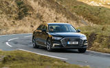 Audi A8 60 TFSIe 2020 road test review - cornering front