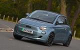 22 Fiat 500 electric 2022 road test review cornering front