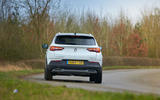 Vauxhall Grandland X Hybrid4 2020 road test review - cornering rear
