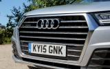 The Audi Q7 has the trademark design signature with its extra-chromey single-frame grille