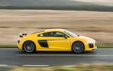 The Audi R8's needle rushes promptly to the 8700rpm redine