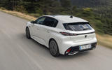 12 Peugeot 308 Hybrid 225 2021 LHD review on road aerial rear
