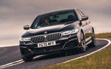 BMW 5 Series M550i 2020 UK first drive - cornering front