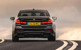 BMW 5 Series M550i 2020 UK first drive - cornering rear