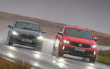 BMW M135i and VW T-Roc R - tracking front