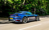 Porsche 911 Turbo S Cabriolet 2020 UK first drive review - on the road rear