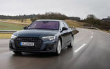 17 Audi A8 TFSIe 2022 first drive review on road front