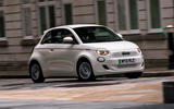 17 Fiat 500e Action 2021 UK FD on road front