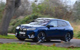20 BMW iX xDrive40 2021 UK first drive review cornering front