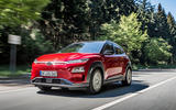 Hyundai Kona EV prototype drive 2018 on the road front