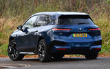 3 BMW iX xDrive40 2021 UK first drive review cornering rear